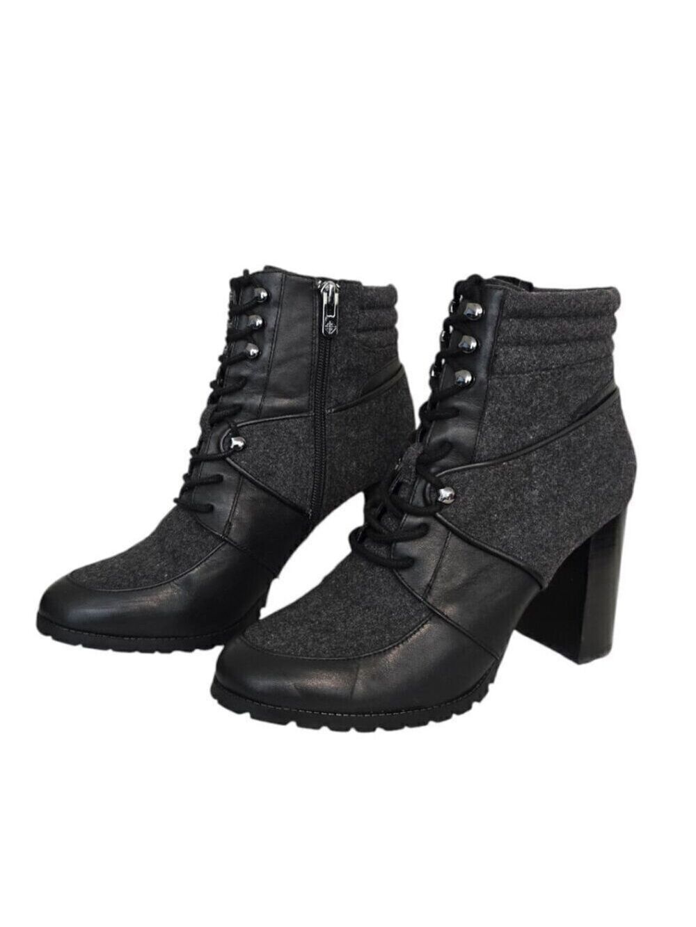 Antonio Melani Grayciee Wool Leather Block Heeled Ankle Boot Sz 9
